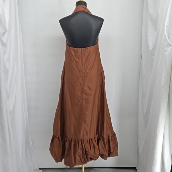 Nikita Mhaisaikar Brown Dress Elegant Brown Halter Maxi Dress Size 8 - Picture 8 of 14